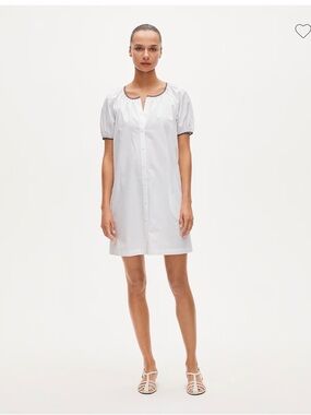 J Crew Puff-sleeve popover dress with contrast trim - never worn.